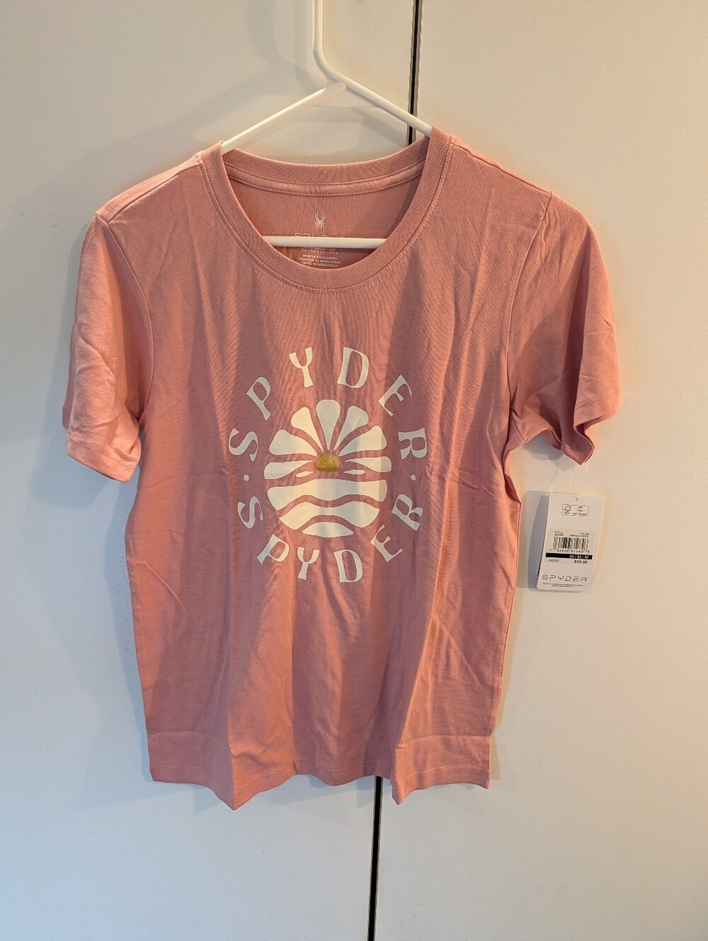 Spyder Pink Graphic Logo Short Sleeve Tee Woman's Medium NWT